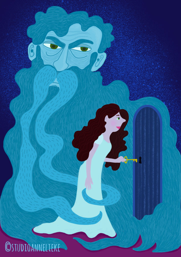 Blauwbaard,illustration made for folktale week 2019 pixel illustratie